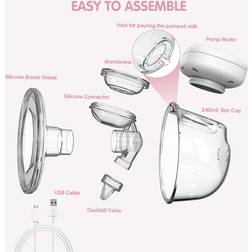 Konnwei YOUHA Wearable Breast Pump Hands 8oz 240ml 28mm