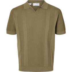 Selected Slhchanning SS Knit Structure Open Polo - Grøn