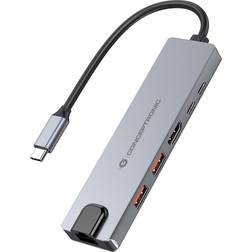 Conceptronic Dock 6-in-1 USB-C HDMI 2xUSB-A USB-C GbE 140W