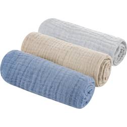 Sleepee Musselin-Baumwolltücher 3er-Pack Grau/Sand/Petrol