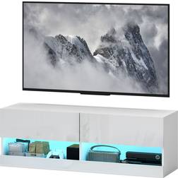 Homcom Vägghängd Med LED-Belysning 120 x 35 x 40,5 cm Vit TV-bänk