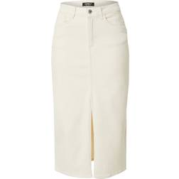Only Front Split Denim Midi Skirt - Ecru