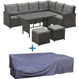 Svita Monroe Garten Lounge Set Polyrattan Grau Lounge-Set