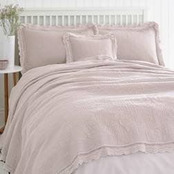 Dunelm Lace Edge Blush Bedspread Pink