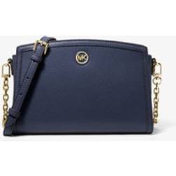 Michael Kors Chantal Large Pebbled Leather Crossbody Bag - Blue