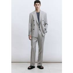 H&M Men Regular Fit Wool-blend Trousers - Grey
