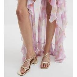 River Island Womens Gold Wide Fit Strappy Block Heeled Sandals - Gold