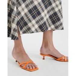River Island Cross Strap Kitten Heel Mule Sandals - Orange