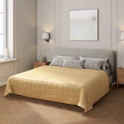 Dekoria Överkast Quiltat Rutor Gyllene Damasco Sängöverkast Guld (260x260cm)