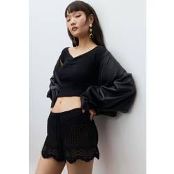 H&M Ribbed Boat-Neck Top - Black