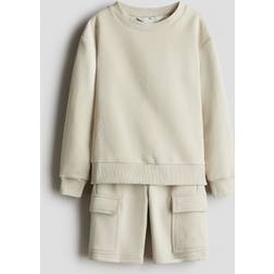 H&M Boys 2-Piece Sweatshirt And Shorts Set - Beige