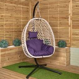 Samuel Alexander Hanging Garden Rattan Egg Chair 105cm H x 90cm W x 60cm D - Cool Grey Outdoor Lounge Set
