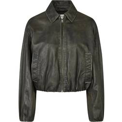 Second Female Lato Leather Bomber Jacket - Thunderstorm