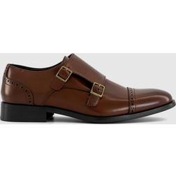 Office Mens Markham Toe Cap Monk Shoes - Chocolate Brown