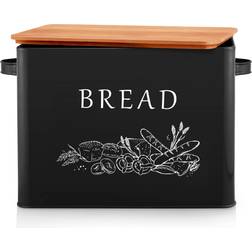 Williston Forge Extra Large Metal Bin with Bamboo Lid Bread Box