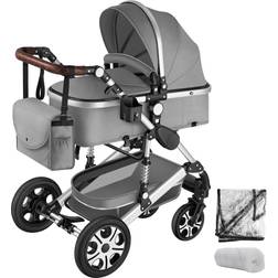 tectake Kombi-Kinderwagen 2 in 1 mit 5-Punkt-Gurt