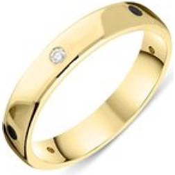 C W Sellors Yellow Gold Whitby Jet Diamond 4mm Wedding Band Ring