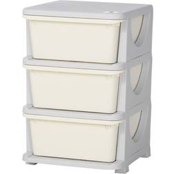 Homcom Barnrum Förvaring Med 3 Lådor Plast Vit 37 x 37 x 56 cm