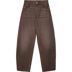 Bershka Ballon Wide Leg Jeans - Washed Brown