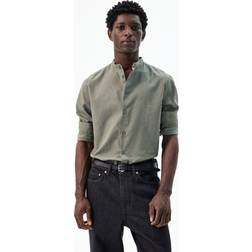 H&M Men Regular Fit Linen-blend Shirt - Green
