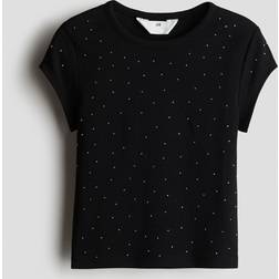 H&M Utsmyckad Bomullströja - Svart