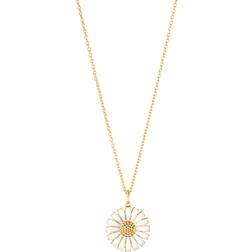 Georg Jensen Daisy Halskæde 18 MM - Guld/Hvid Emalje