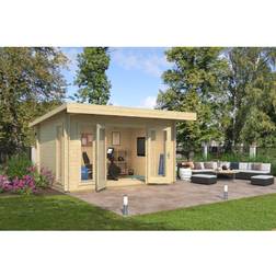 Lasita Maja Banbury 13.5 x 10 Ft Pent Roof Log Cabin 28mm (Building Area )