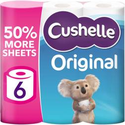 Cushelle Original 50% Longer Lasting Toilet Tissue 6 Rolls