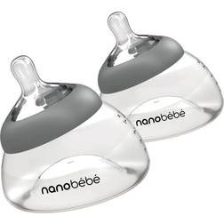 Nanobébé Bröstmjölksflaska Anti-Kolik 2-pack 150 ml Grå