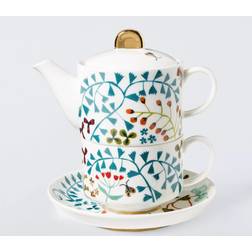 John Lewis Ulla Floral Fine Tea For One Stacking & Cup Gift Set Teapot