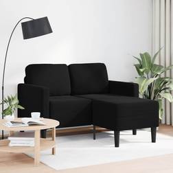 vidaXL 2-Personers Med Chaiselong L-Formet 125 cm Fløjl Sort Sofa
