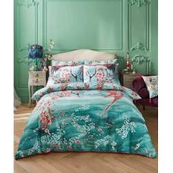 Joe Browns Sakura Herons Oceanic Cotton Sateen Reversible Set Super King Duvet Cover