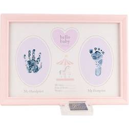 Celebrations Baby Hand Footprint Photo Frame Keepsake with Ink Pad Pink Carousel