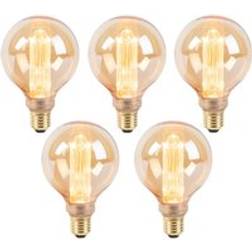 Luedd Sæt Med 5 LED Pærer G95 E27 5W 1800K Rav 3-Trins Dæmpbar