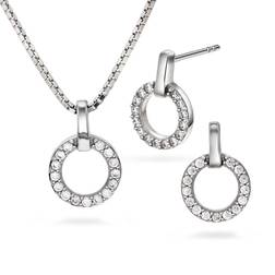 Pan Jewelry Smykkesett 925 Sølv Med Zirkonia Og Sirkel