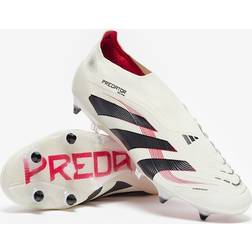 adidas Predator Elite Laceless Soft Ground Boots - Off White/Core Black/Pure Ruby