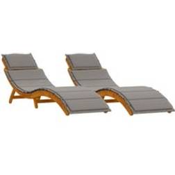 vidaXL Sonnenliegen Mit Kissen 2er Set Dunkelgrau Akazienholz