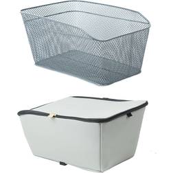 West Biking Rear Bike Basket Large Capacity Metal Wire Bicycle Basket Waterproof Rainproof Cover Bag Grey