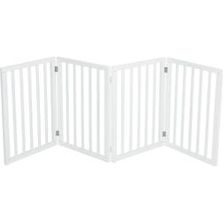 Living and Home White 4 Panel Wooden Foldable Pet Safety Gate 60.5 x 183.5 x 1.8 cm