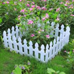LivingAndHome White Set of 4 Plastic Picket Garden Fence Path Border