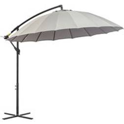 OutSunny Cantilever Umbrella 18 Ribs & Vents Adjustable Angle For Patio Light Grey