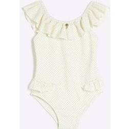 River Island Mini Glitter Frilled Swimsuit - Cream
