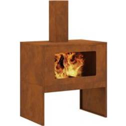 vidaXL Eldstad Med Skorsten 60x40x96 cm Weathering Steel
