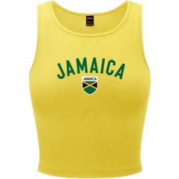 Shein Womens Jamaica Flag Yellow Tank Top