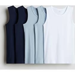 H&M 5-Pack Tanktop I Bomull - Marinblå/Ljusblå