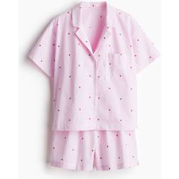 H&M Natsæt Med Skjorte Og Shorts - Lyserød