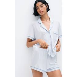 H&M Natsæt Med Skjorte Og Shorts - Blå