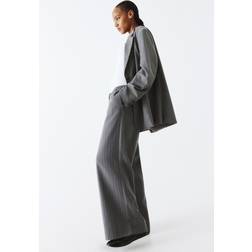 H&M Twillbyxa Med Dragsko - Mörkgråmelerad/Kritstreck