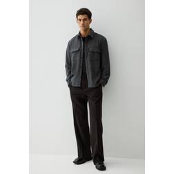 H&M Men Regular Fit Felted Overshirt - Grey