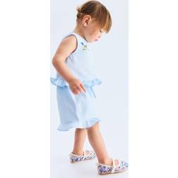 H&M Embroidery-Detail Poplin Set - Blue